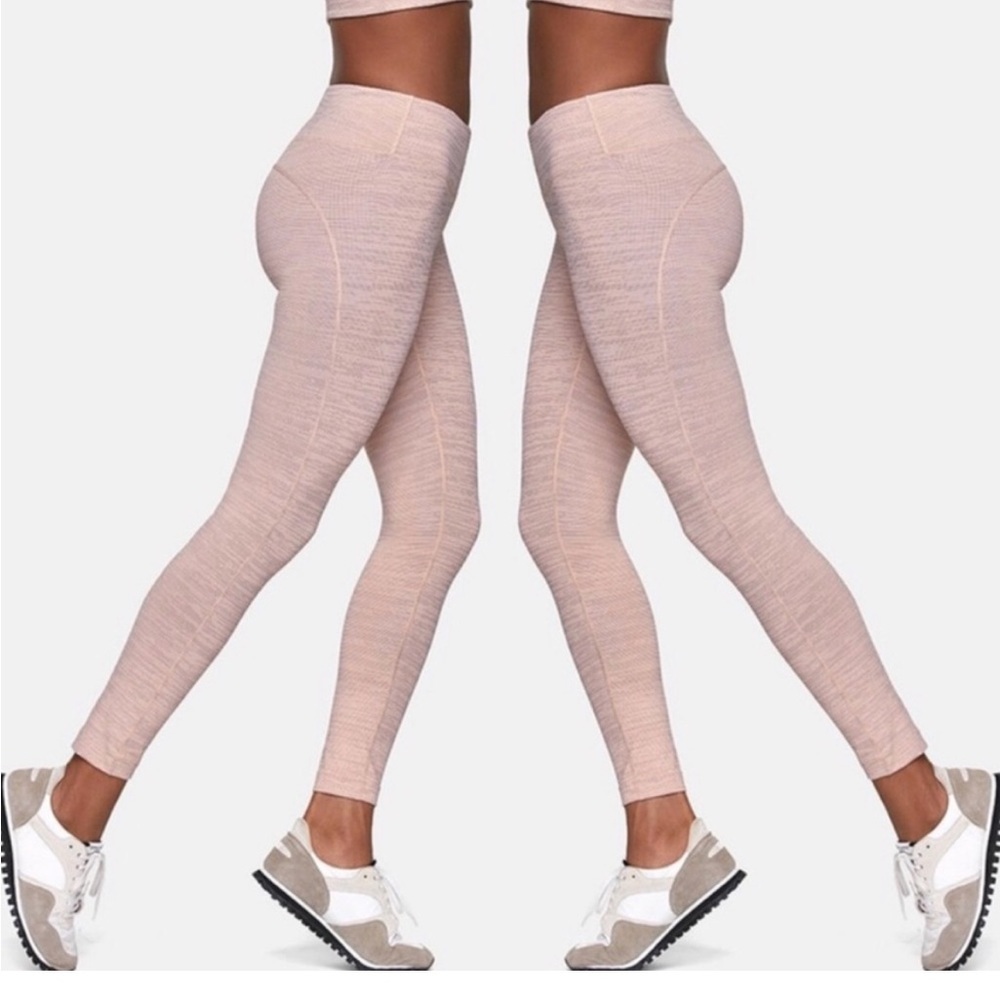 Outdoor Voices leggings in pink & gray stripe size small